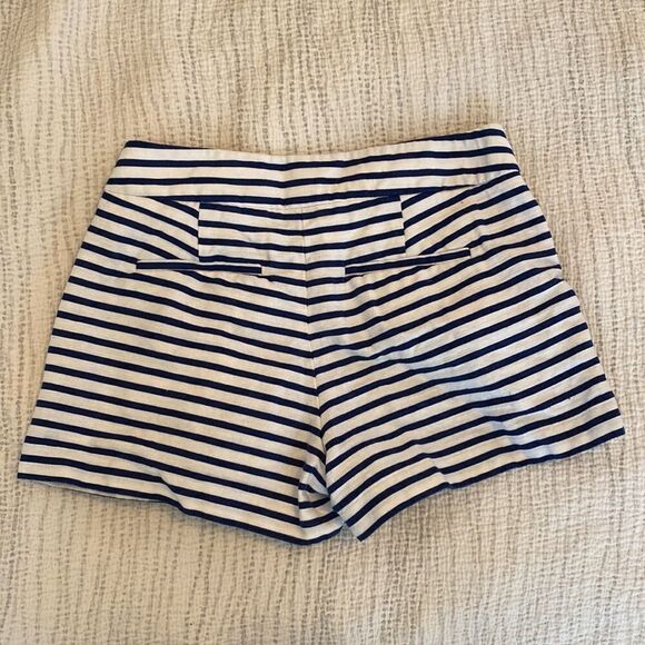 💙 J. Crew Factory Blue and White Striped Dress-Up Pleated Shorts Size 4 - Picture 5 of 5